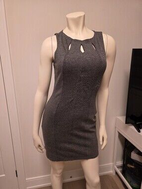 Sophia + Zeke Sleeveless Gray Bodycon Mini Dress with Keyhole Details S